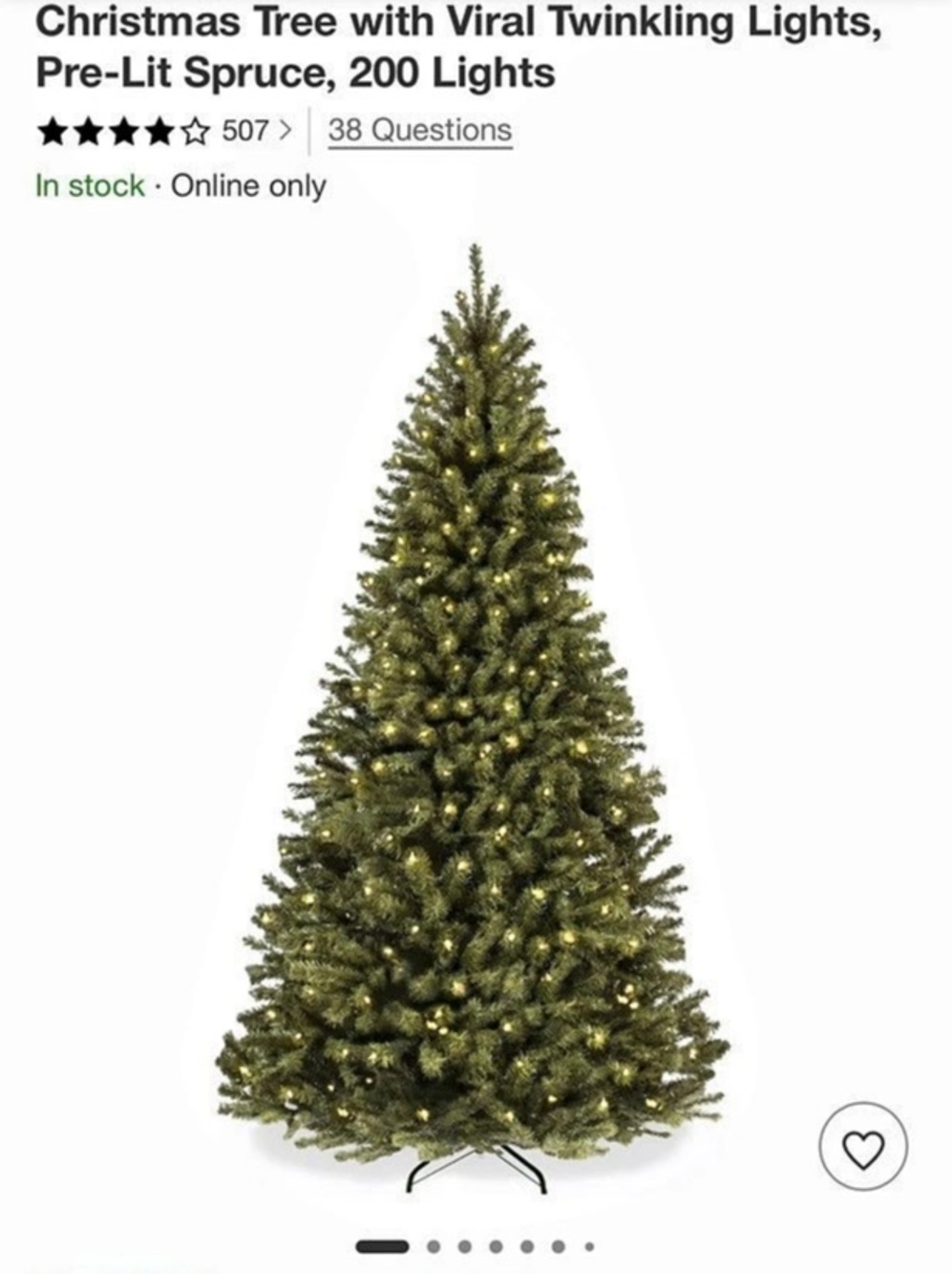 Target Christmas Tree with Viral Twinkling Lights, Pre-Lit Spruce, 200 Lights